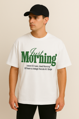 Just Morning Oversized T-Shirt – Porsche-Inspired Design (White)