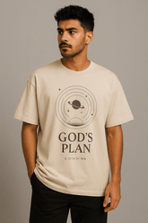 God’s Plan – Oversized Graphic T-Shirt (Beige) - RAAW