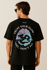 Overthinking Kills Vibes – Oversized T-Shirt (Black) - RAAW