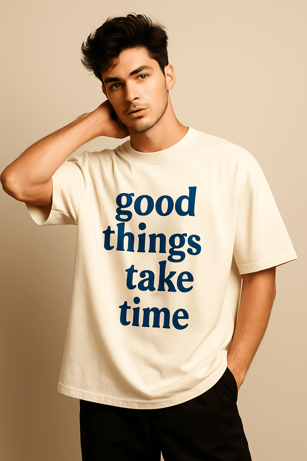 Good Things Take Time Oversized T-shirt – Motivational Quote Tee | Unisex Relaxed Fit | 100% Cotton - RAAW