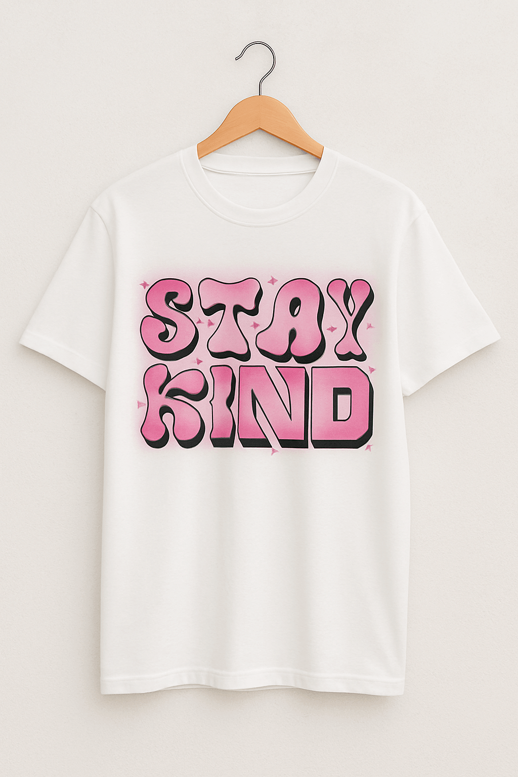 Oversized "STAY KIND" Pink Gradient T-shirt – Retro Bubble Font, Unisex Relaxed Fit - RAAW