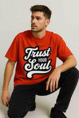 Trust Your Soul Oversized T-shirt – Red Motivational Tee, Unisex Relaxed Fit