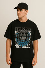 Black FEARLESS Lion Graphic Tee - RAAW
