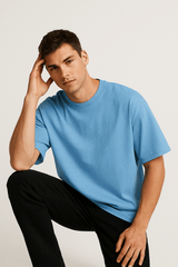 Oversized T-shirt Combo – Black, White & Sky Blue (Pack of 3)