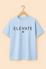 Oversized "ELEVATE" White Cotton T-shirt – Minimalist Typographic Print, Men’s Relaxed Fit