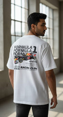 Red Bull Racing Formula 1 Fan Version Oversized T-Shirt – White | Max Verstappen Inspired Graphic | Premium F1 Streetwear India