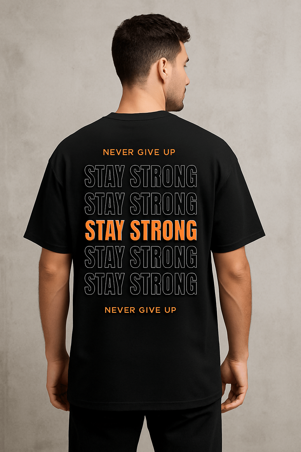 Black STAY STRONG Back Print Tee - RAAW