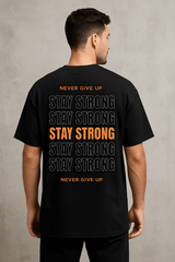 Black STAY STRONG Back Print Tee - RAAW